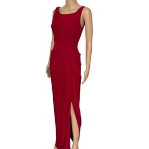 Lauren Ralph Lauren red Embellished Jersey Gown gathered twist side size 4